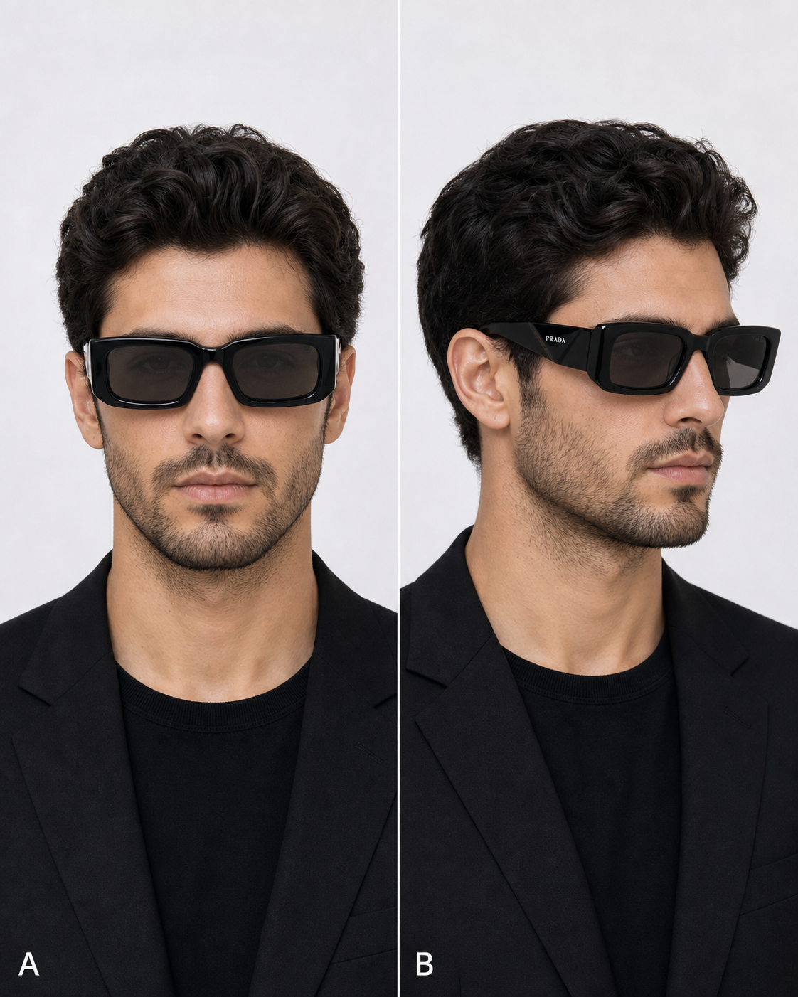 PR Black Smoke Rectangular Sunglasses