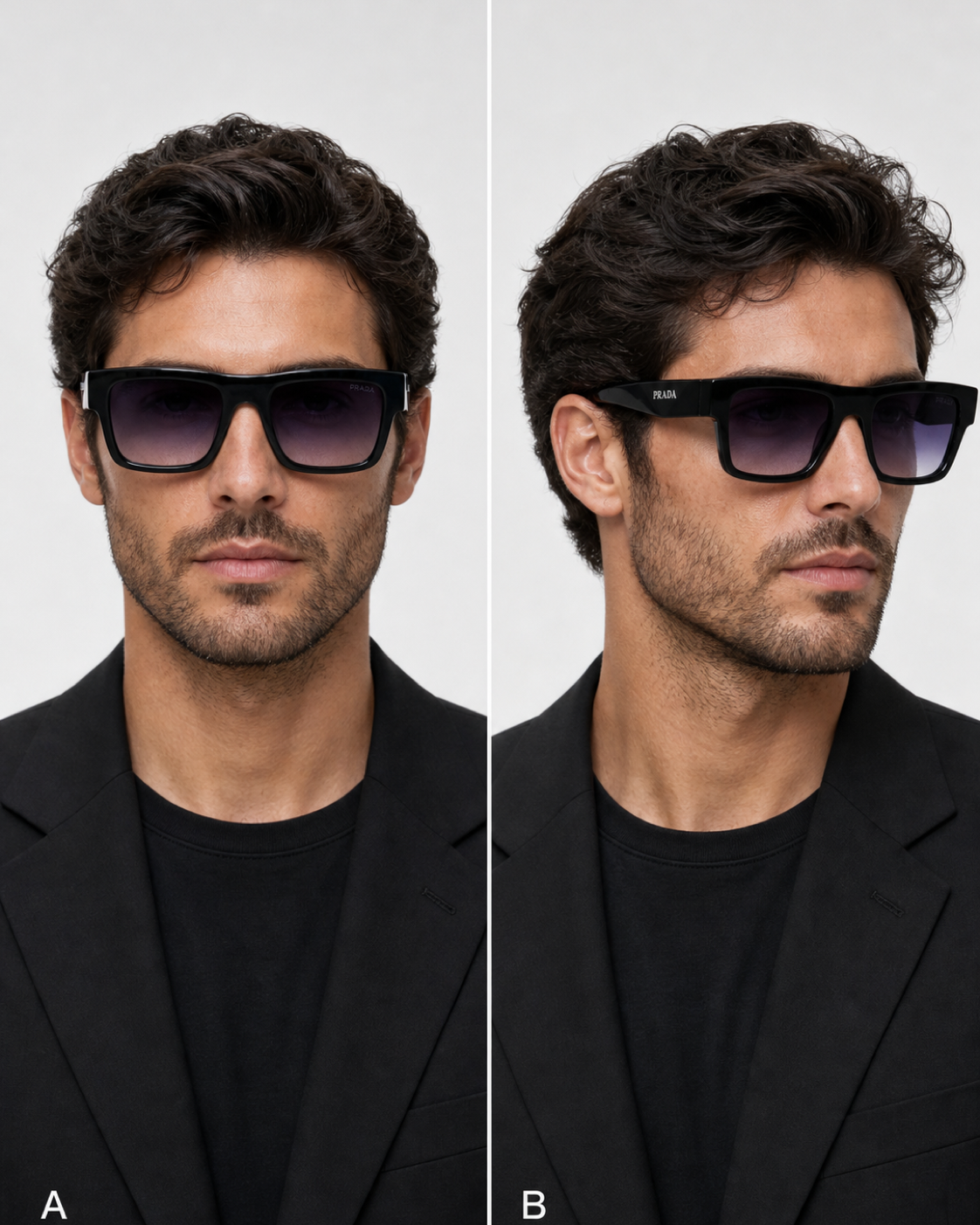 PR Black Purple Gradient Rectangular Sunglasses
