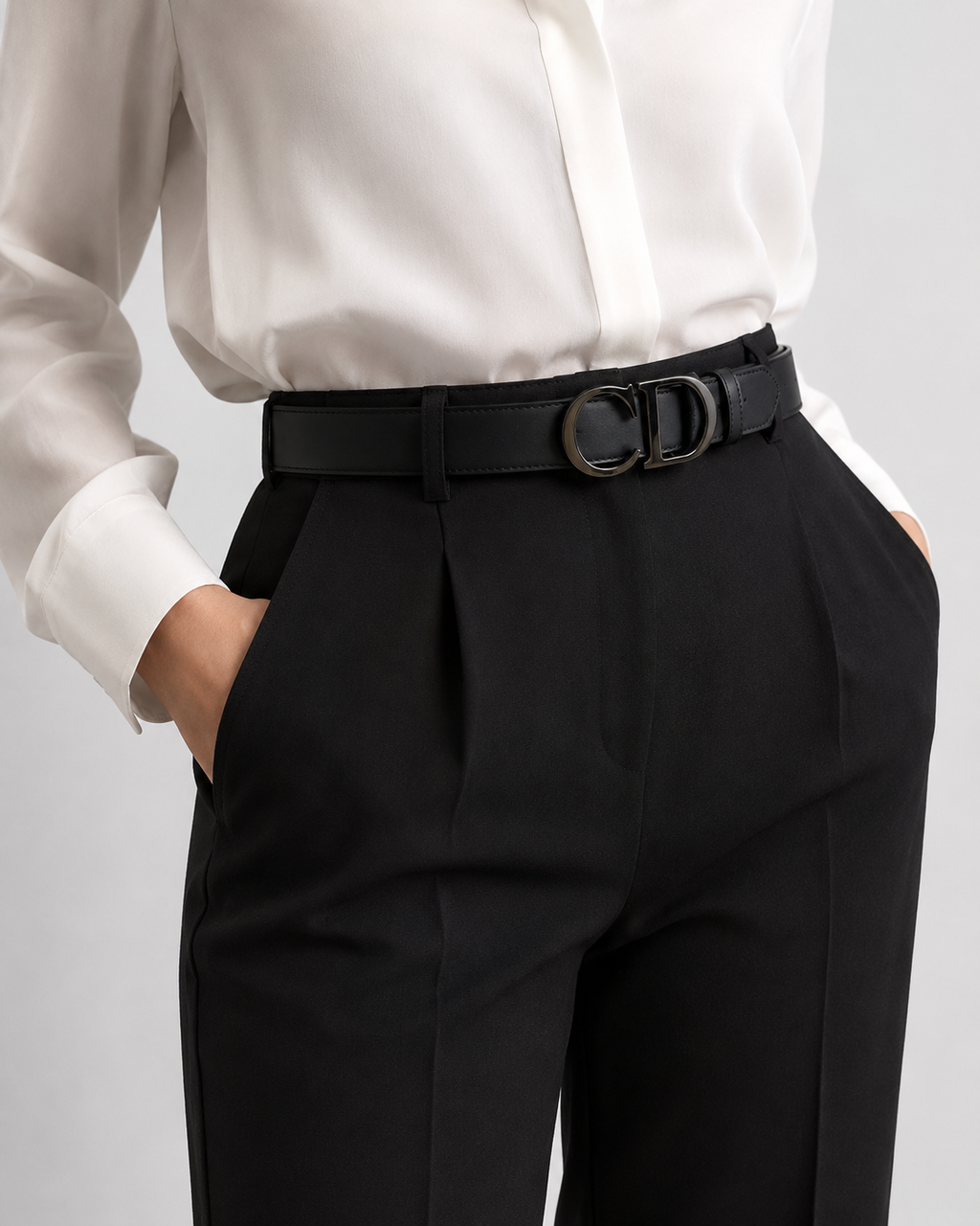 Black/ Dark blue/navy accents visible on inner or loop sections Reversible Dark Metal Buckle Belt - Product image 6