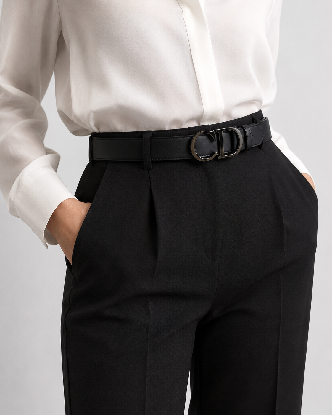 Black/ Dark blue/navy accents visible on inner or loop sections Reversible Dark Metal Buckle Belt - Product image 6