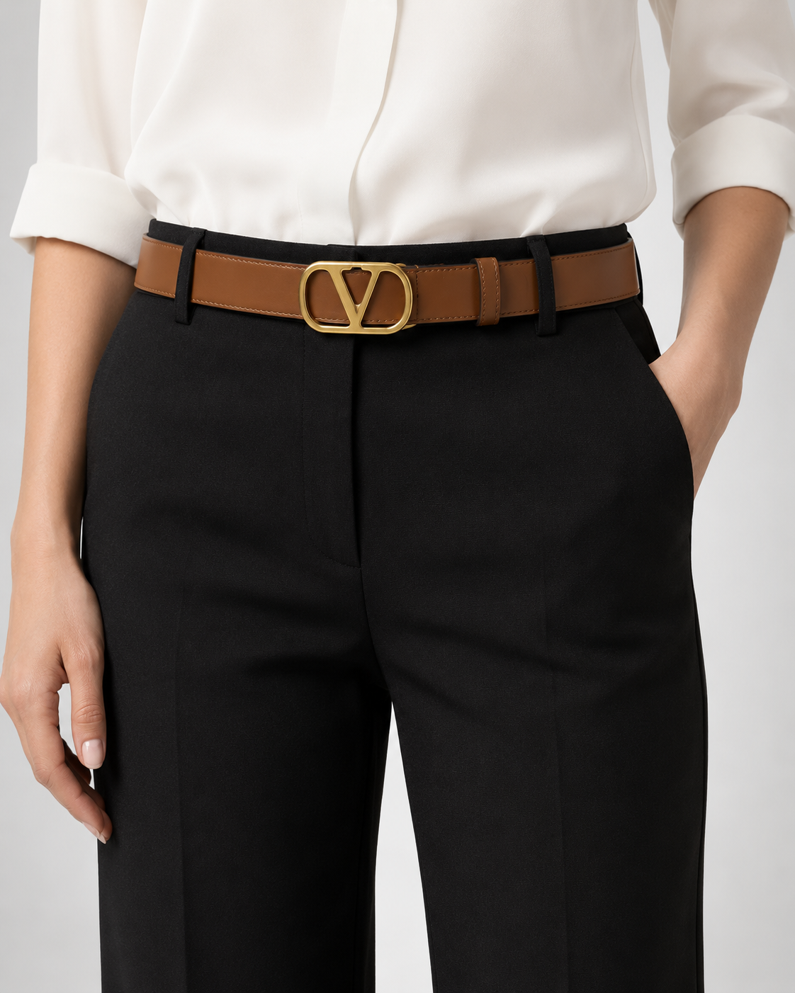 Tan/ brown/ Gold-tone Gold-Tone Buckle Belt - Product image 6