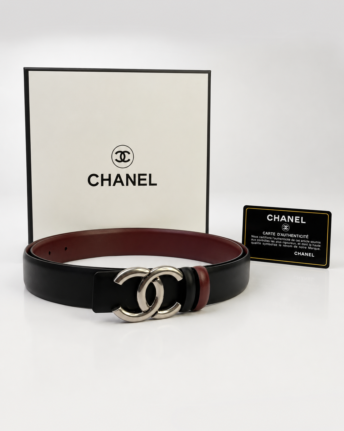 Black/ Burgundy Reversible Silver-Tone Buckle Belt - Product image 6