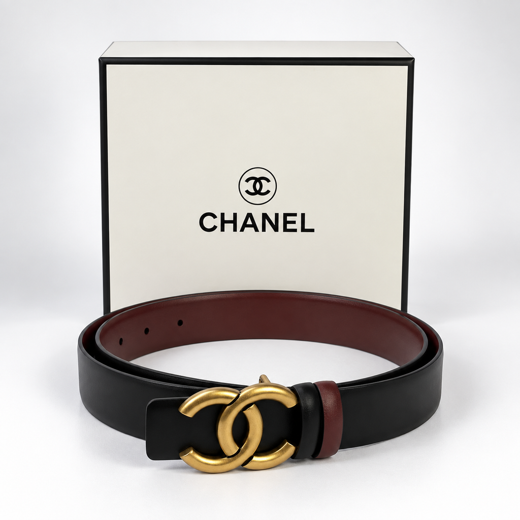 Black/ Burgundy Reversible Gold-Tone Buckle Belt - Product image 6