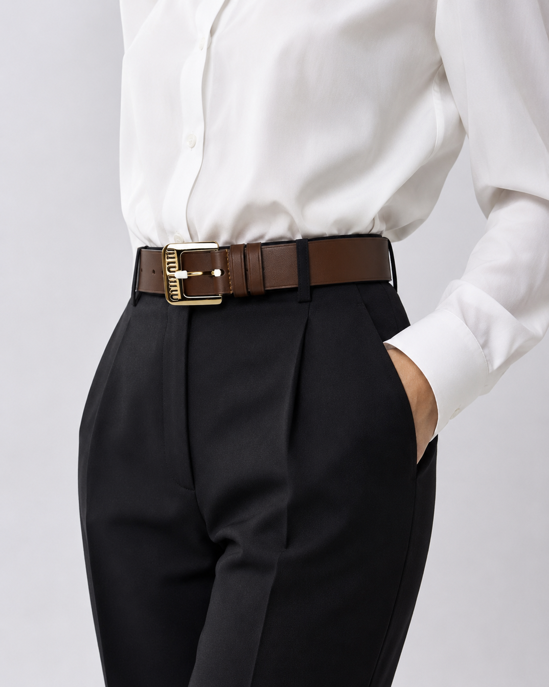 Brown/ Gold Gold-Tone Buckle Belt - Product image 7