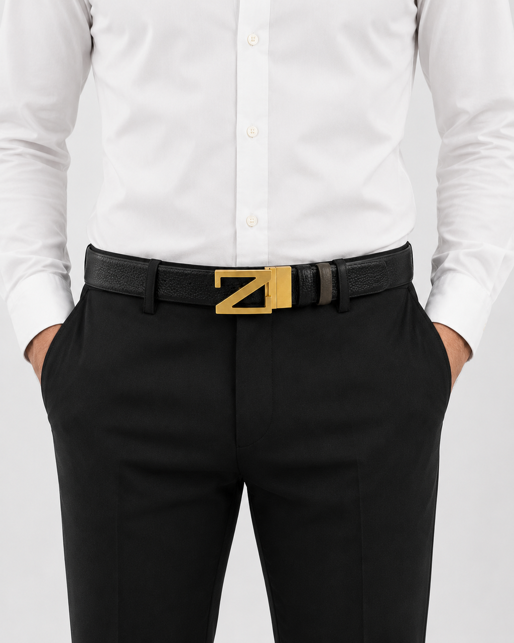 Black/ Brown/ taupe Reversible Gold-Tone Buckle Belt - Product image 7