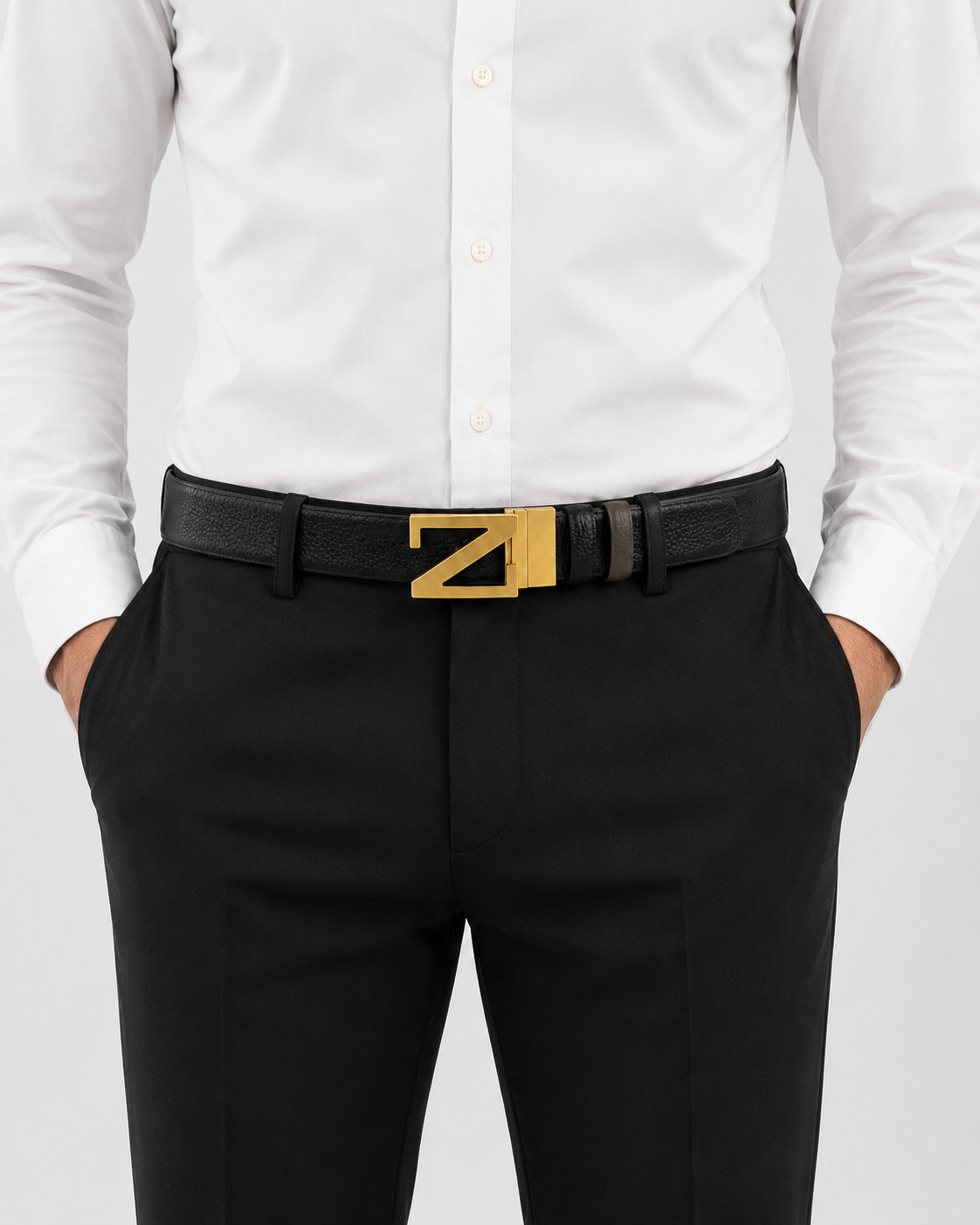 Black/ Brown/ taupe Reversible Gold-Tone Buckle Belt - Product image 7