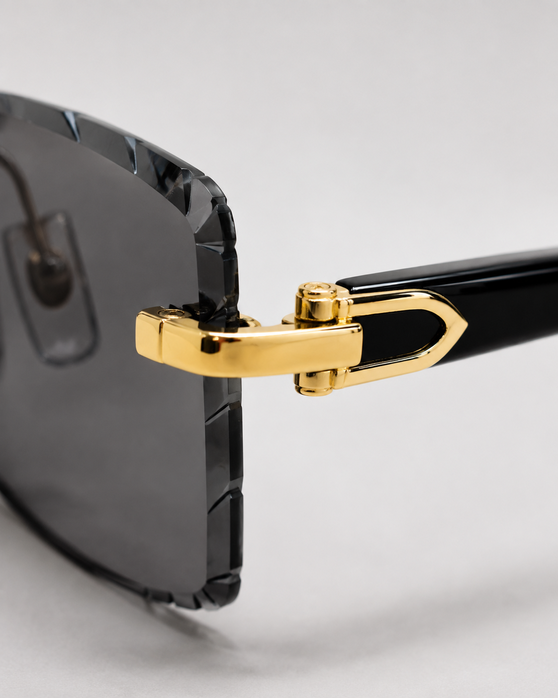 CR Black Temple Link Rimless Sunglasses