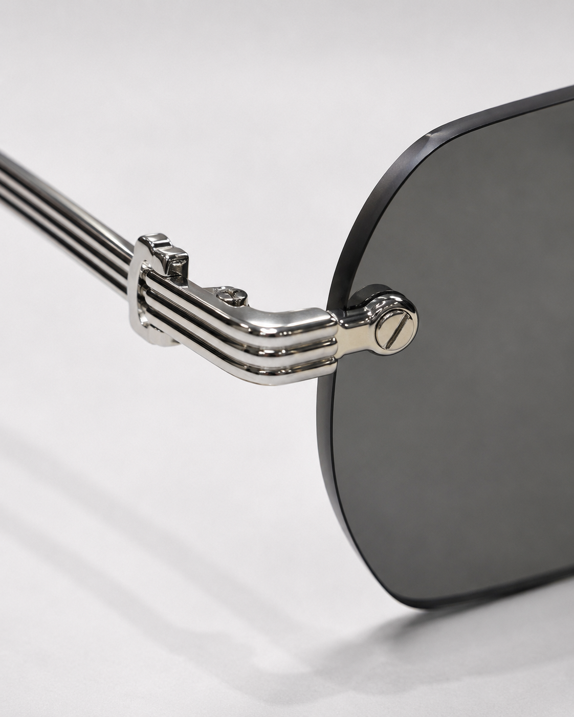 CR Triple-Line Silver Smoke Rimless Sunglasses