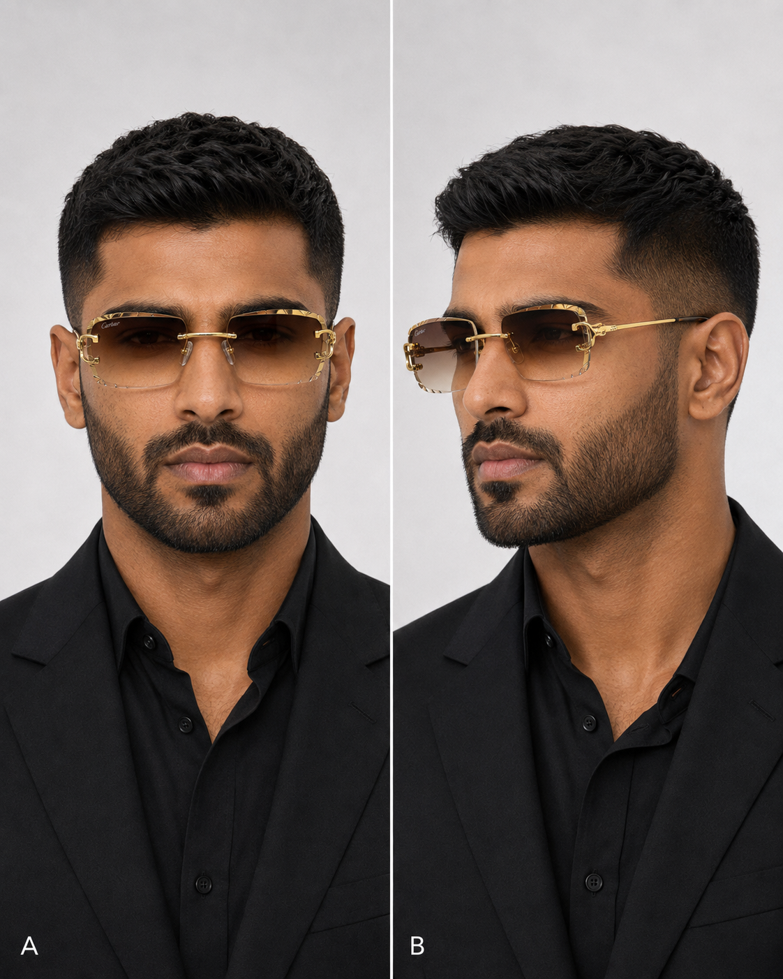 CR Signature C Rimless Faceted Sunglasses