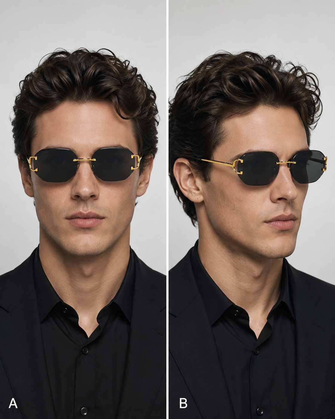 CR Signature C Rounded Smoke Rimless Sunglasses