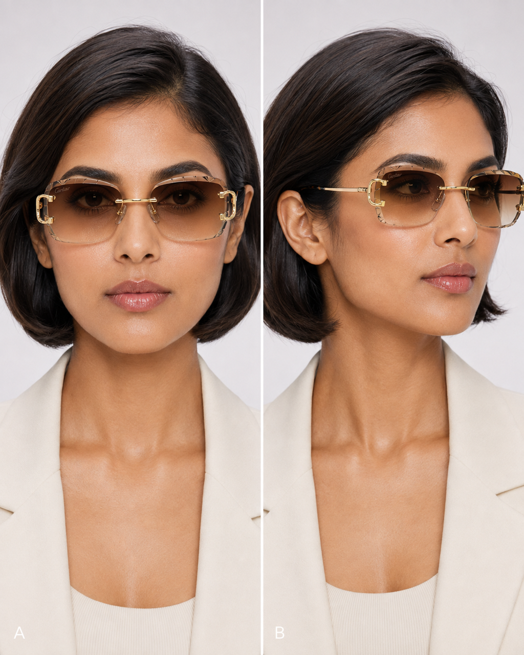 CR Signature C Rimless Faceted Sunglasses