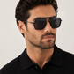 JMM Black Double-Bridge Navigator Sunglasses