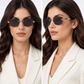 CR Panther Slim Rectangle Rimless Sunglasses