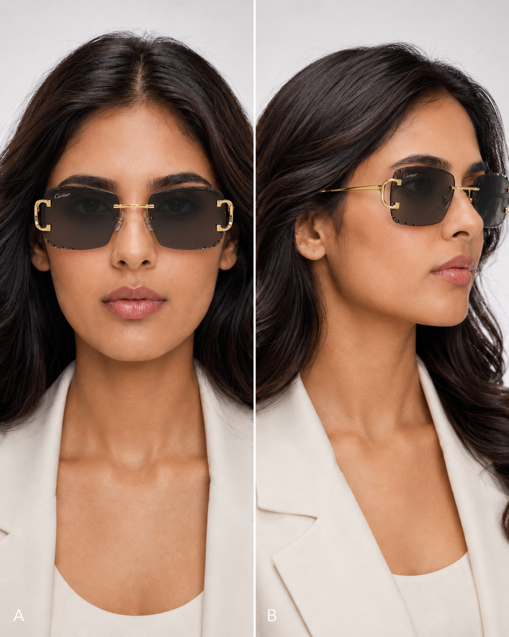 CR Signature C Rimless Faceted Sunglasses