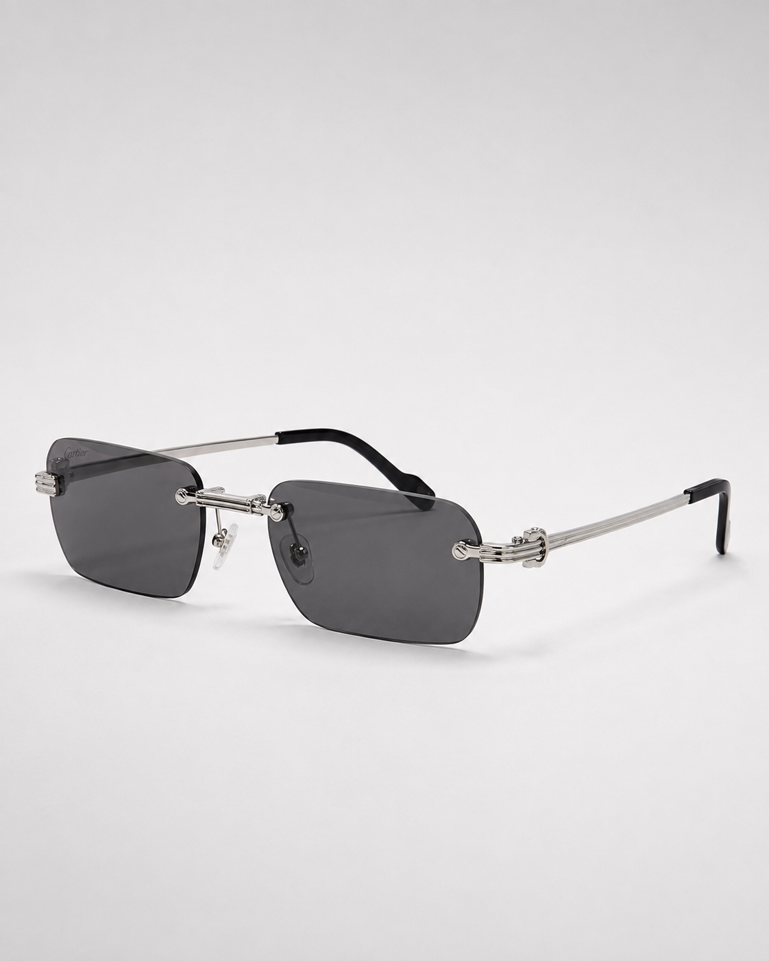 CR Triple-Line Silver Smoke Rimless Sunglasses