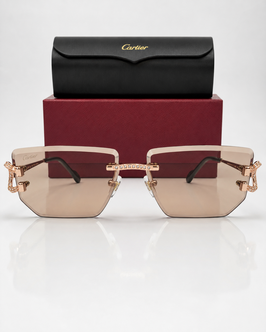 CR Crystal C Rose-Gold Rimless Sunglasses