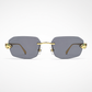 CR Panther Slim Rectangle Rimless Sunglasses