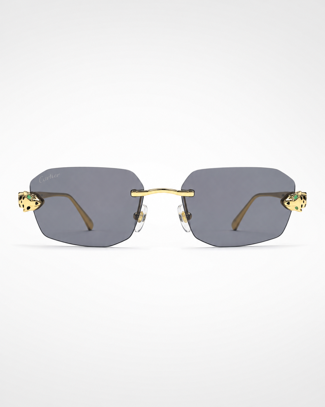 CR Panther Slim Rectangle Rimless Sunglasses