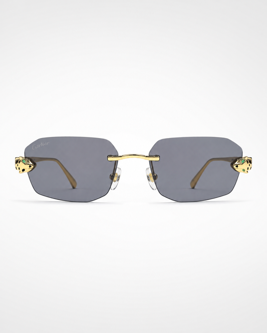 CR Panther Slim Rectangle Rimless Sunglasses