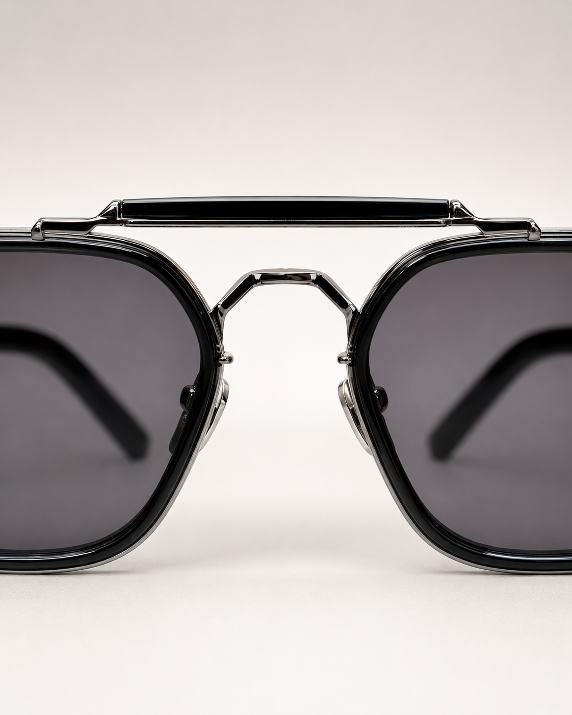 JMM Black Double-Bridge Navigator Sunglasses