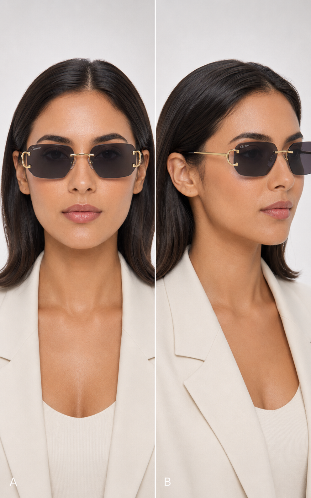 CR Signature C Geometric Rimless Sunglasses