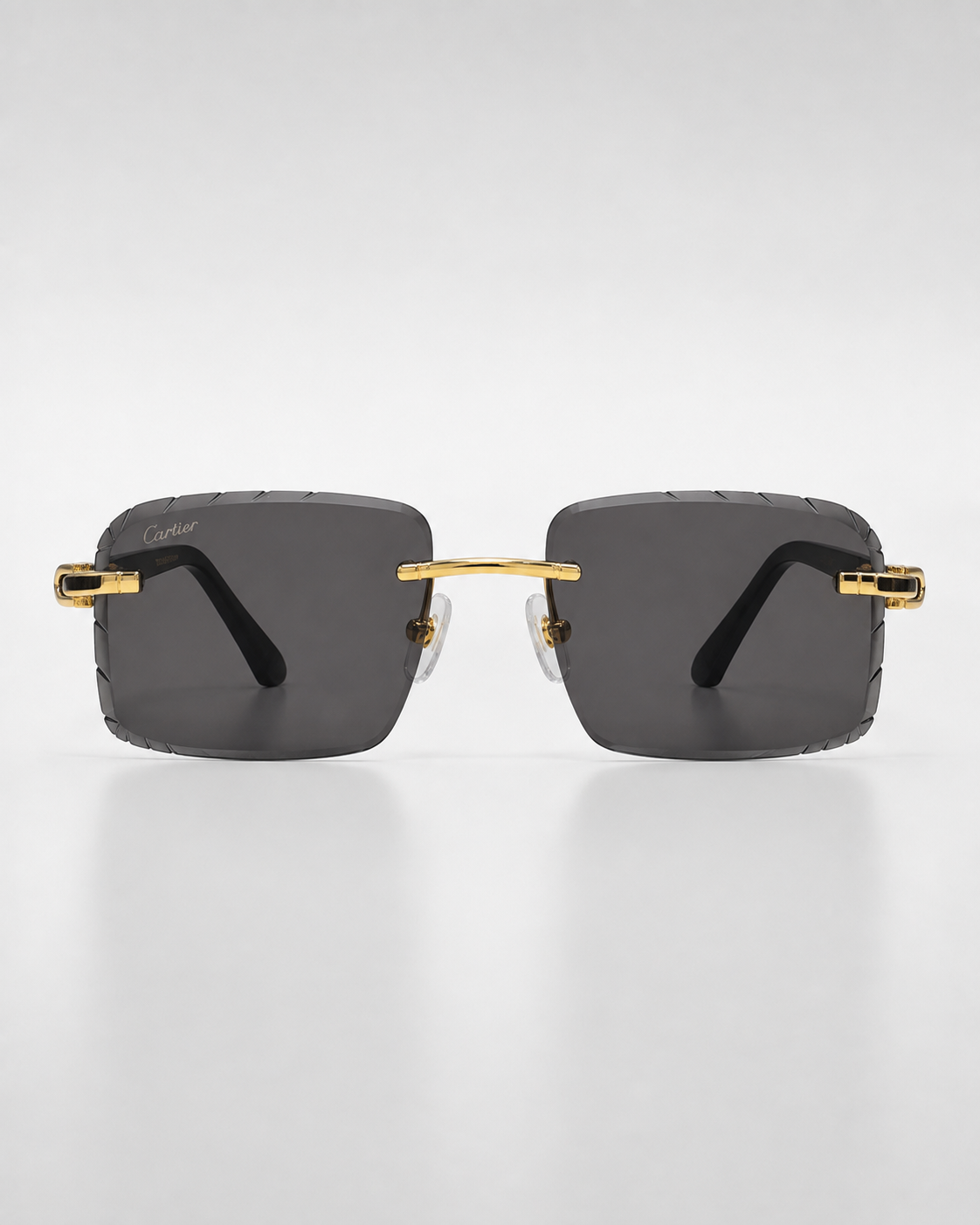 CR Black Temple Link Rimless Sunglasses