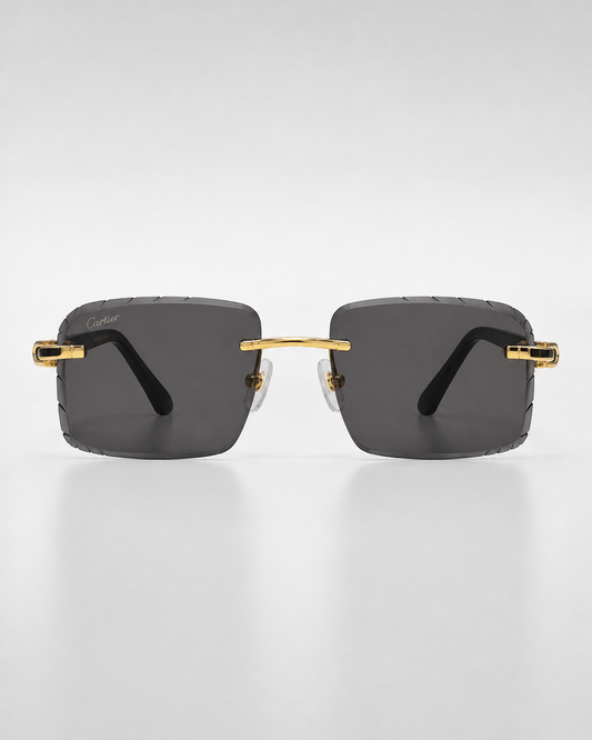 CR Black Temple Link Rimless Sunglasses
