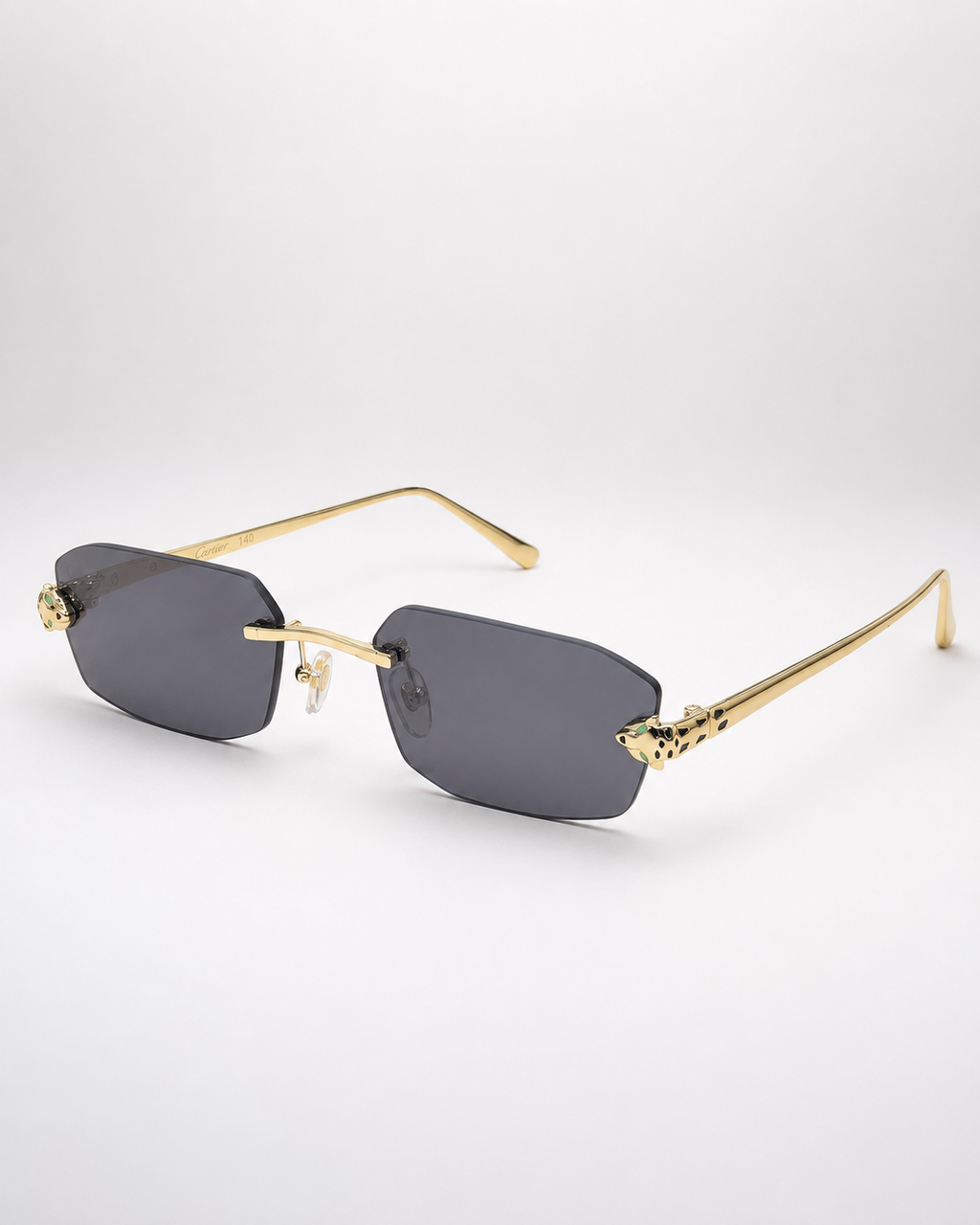 CR Panther Slim Rectangle Rimless Sunglasses