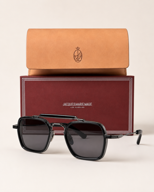 JMM Black Double-Bridge Navigator Sunglasses