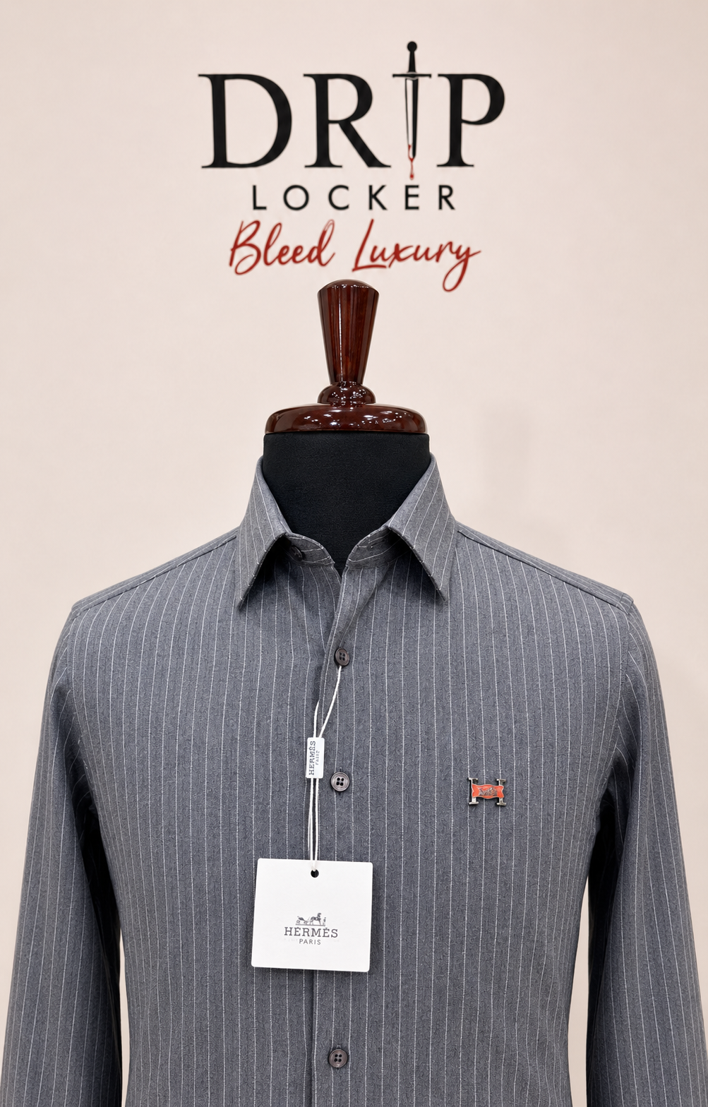 Men’s Charcoal Pinstripe Evening Shirt - 746B2DA7 0243 410B 8633 FC780494A453