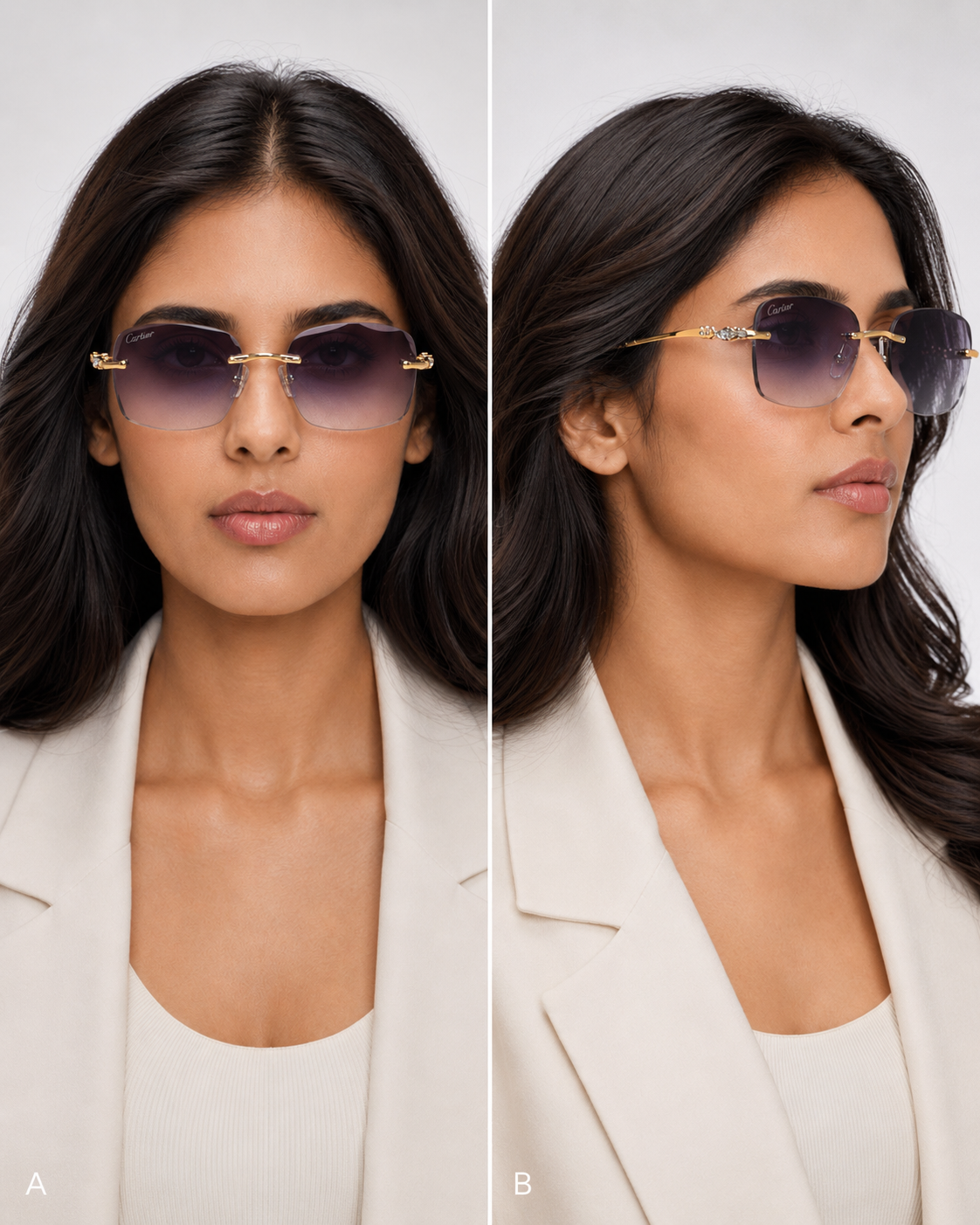 CR Panther Rimless Gradient Sunglasses