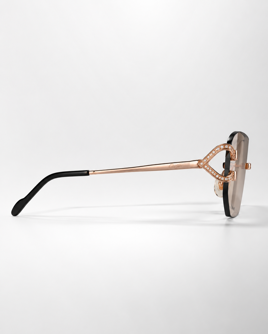 CR Crystal C Rose-Gold Rimless Sunglasses