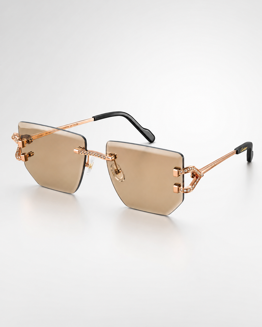 CR Crystal C Rose-Gold Rimless Sunglasses