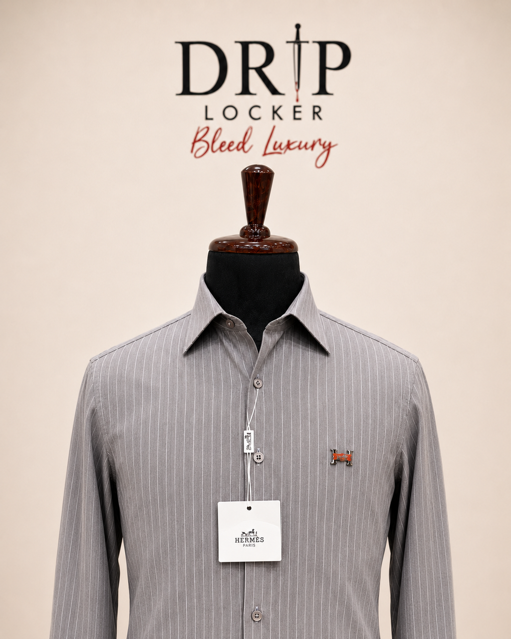 Men’s Light Grey Pinstripe Emblem Shirt - 9902C35F 0EBD 498C 9F0F 769B4E4FE485