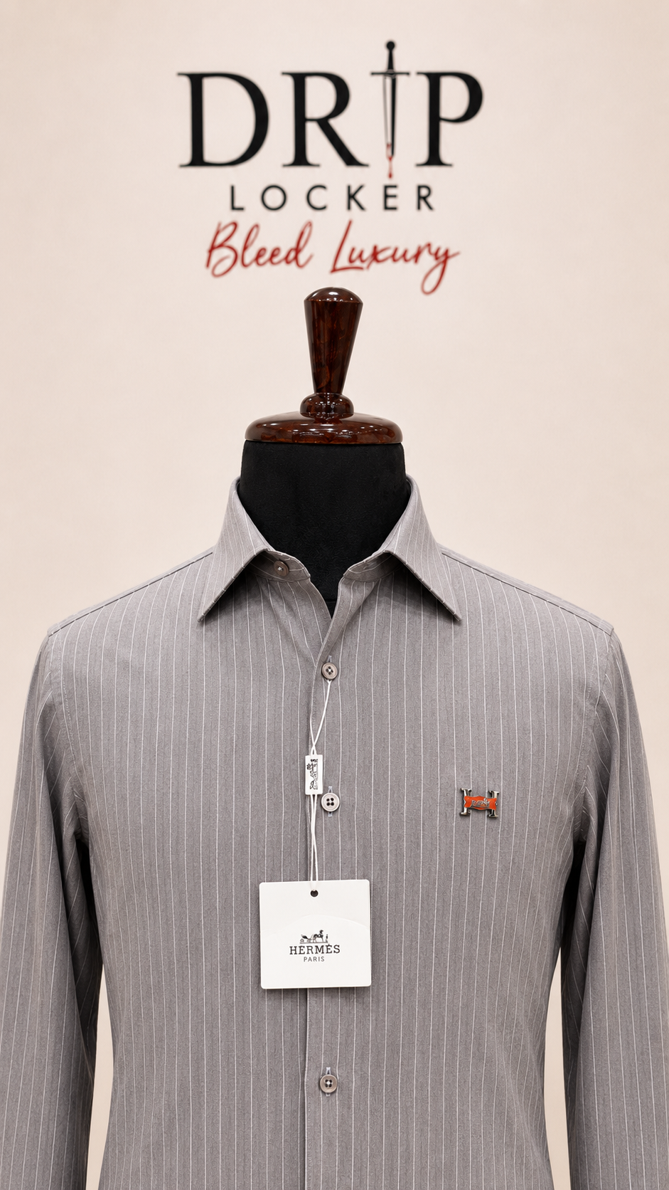 Men’s Light Grey Pinstripe Emblem Shirt - 9988E2DA 4A57 4FFF 886F AD6F5A74B5E3