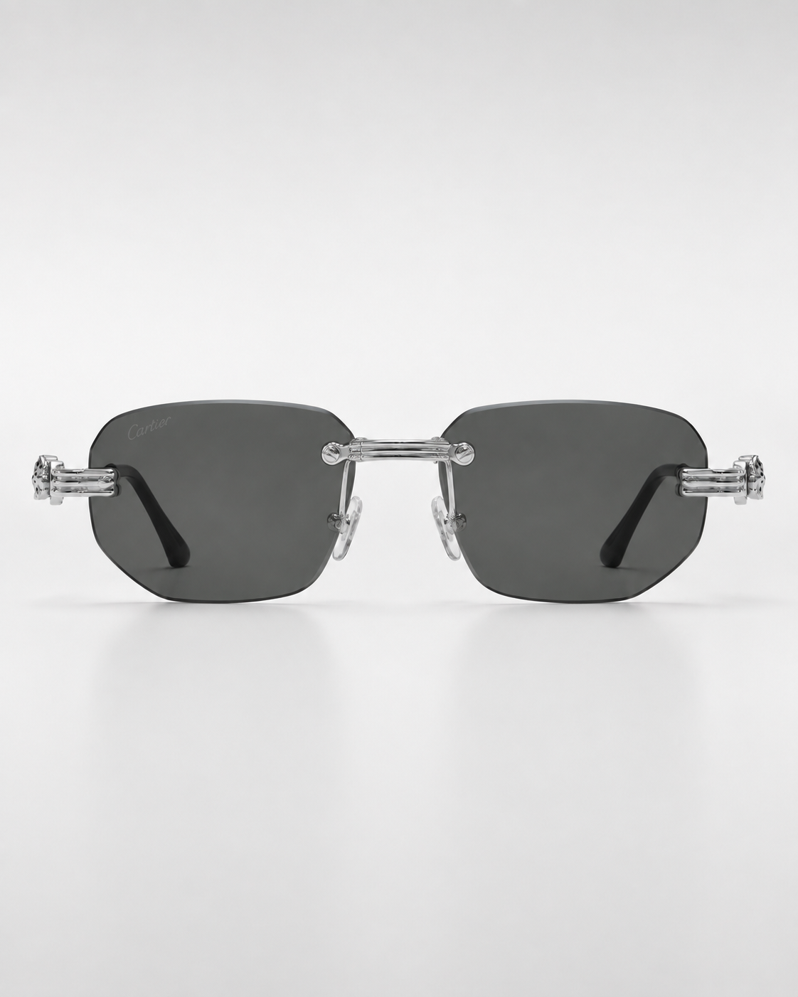 CR Triple-Line Silver Smoke Rimless Sunglasses