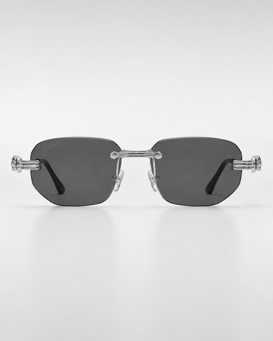 CR Triple-Line Silver Smoke Rimless Sunglasses