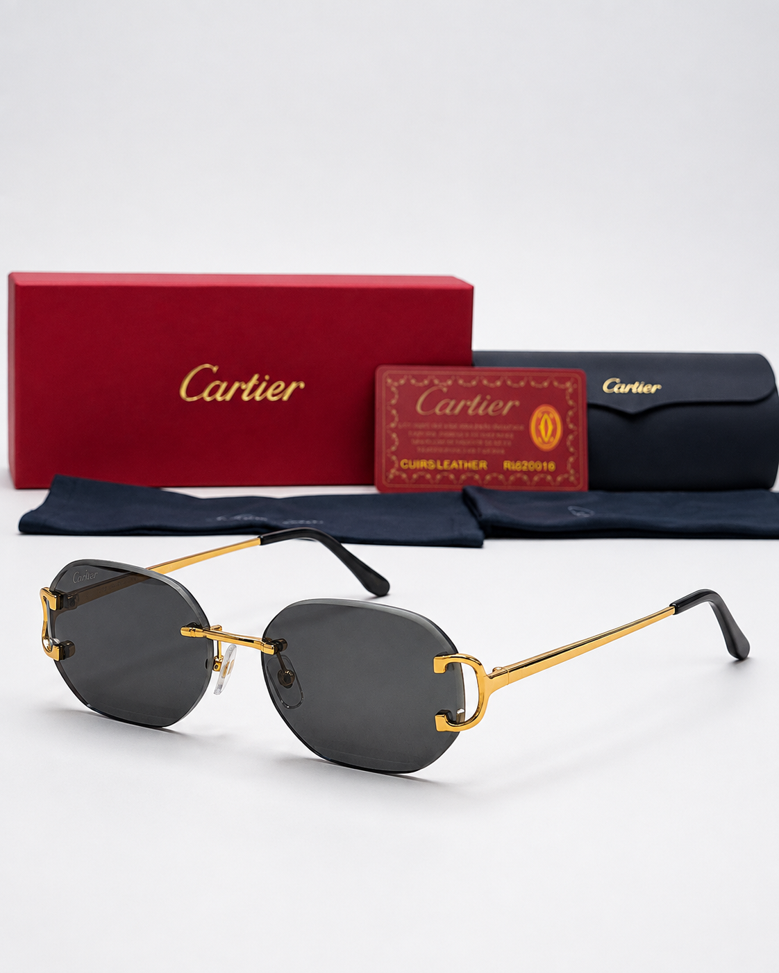 CR Signature C Rounded Smoke Rimless Sunglasses