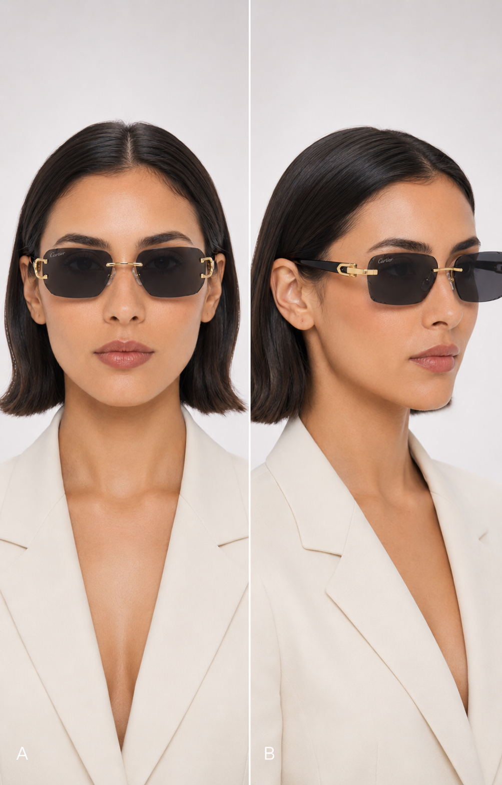 CR Black Temple Link Rimless Sunglasses