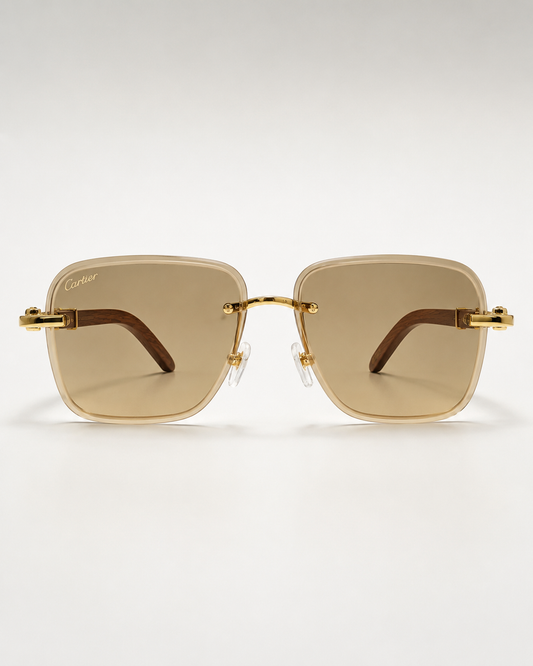 CR Double-Rim Amber Square Sunglasses