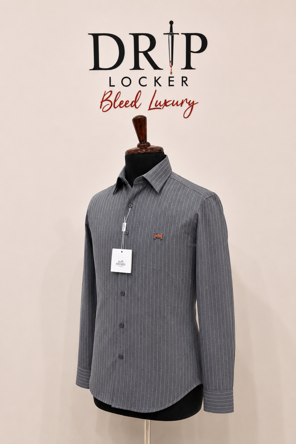 Men’s Charcoal Pinstripe Evening Shirt - CB006341 1325 4896 9541 FB11EC1FFC92