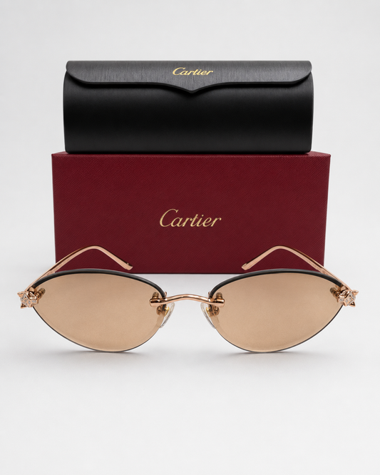 CR Crystal Accent Oval Rimless Sunglasses