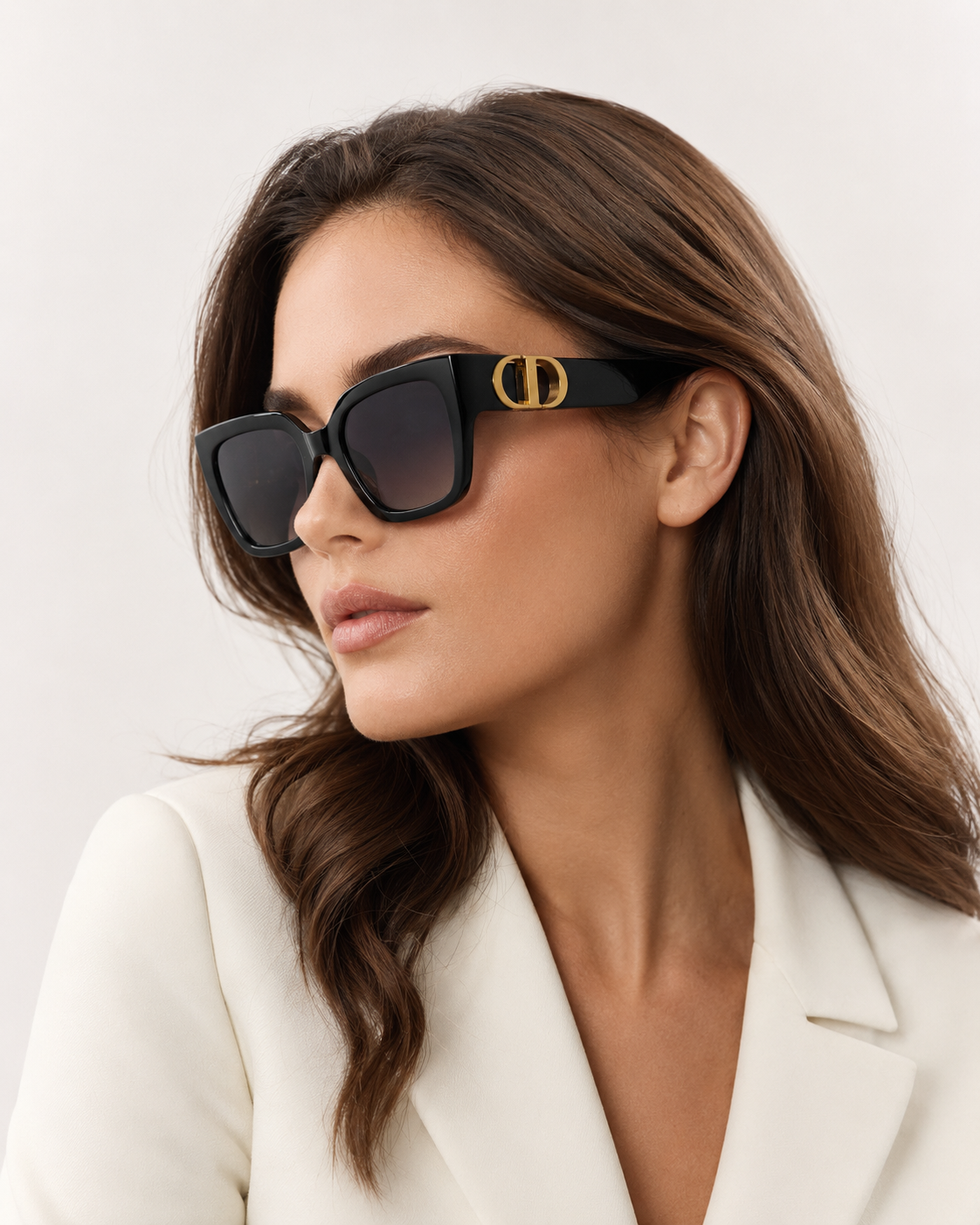 CD Black Gold Oversized Square Sunglasses