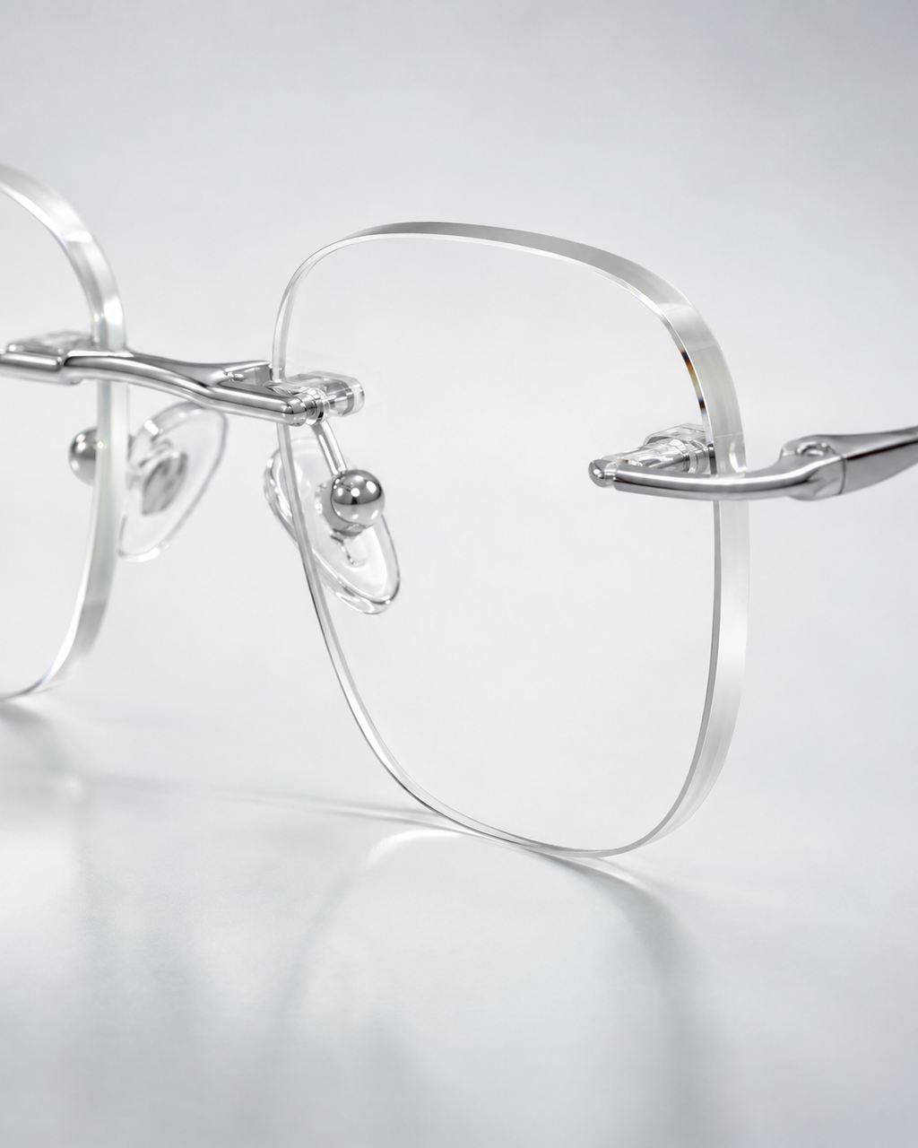 CD Silver Rimless Rectangular Eyeglasses