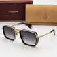 JMM Gold Black Double-Bridge Navigator Sunglasses
