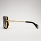JMM Gold Black Double-Bridge Navigator Sunglasses
