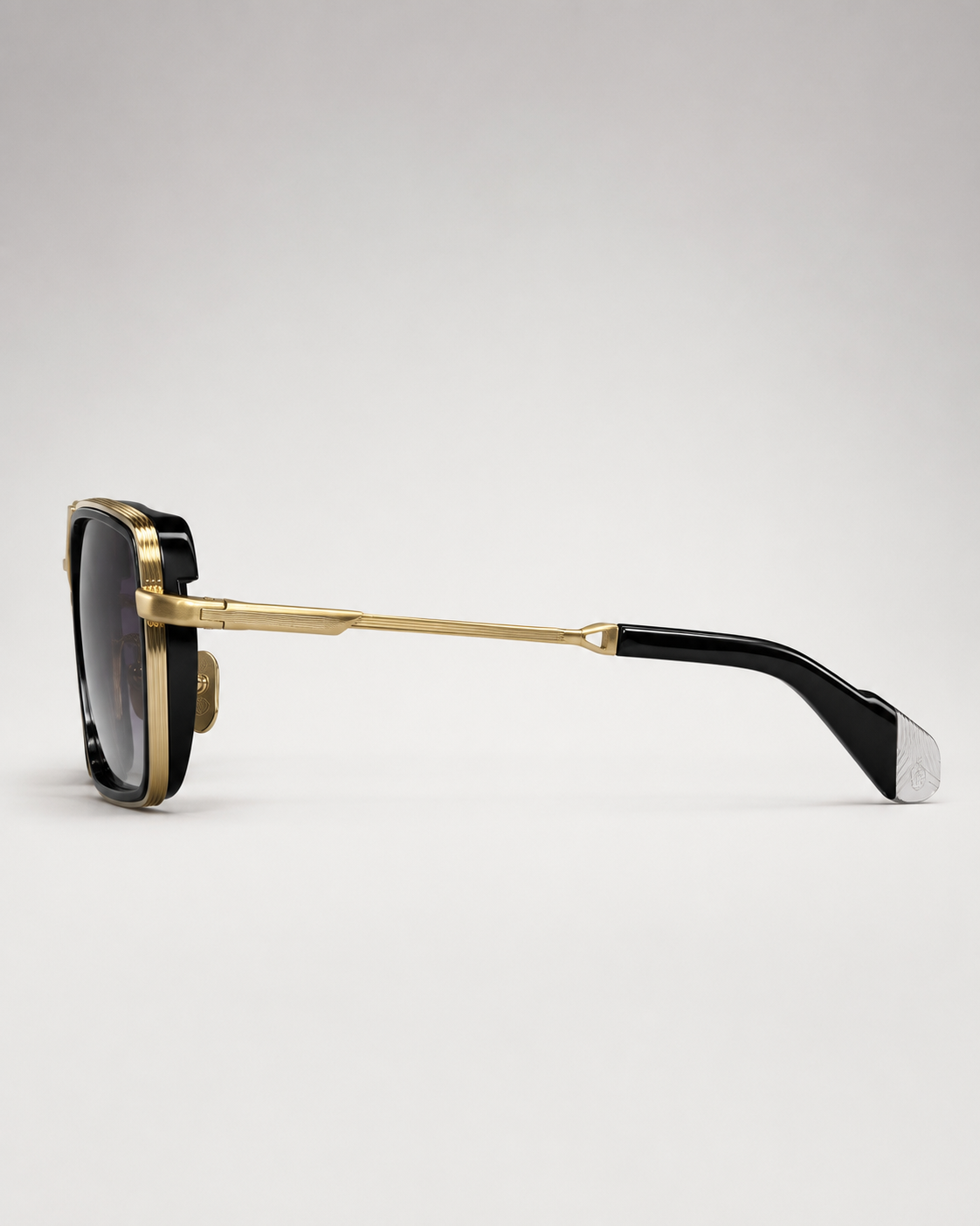 JMM Gold Black Double-Bridge Navigator Sunglasses