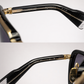 JMM Gold Black Double-Bridge Navigator Sunglasses