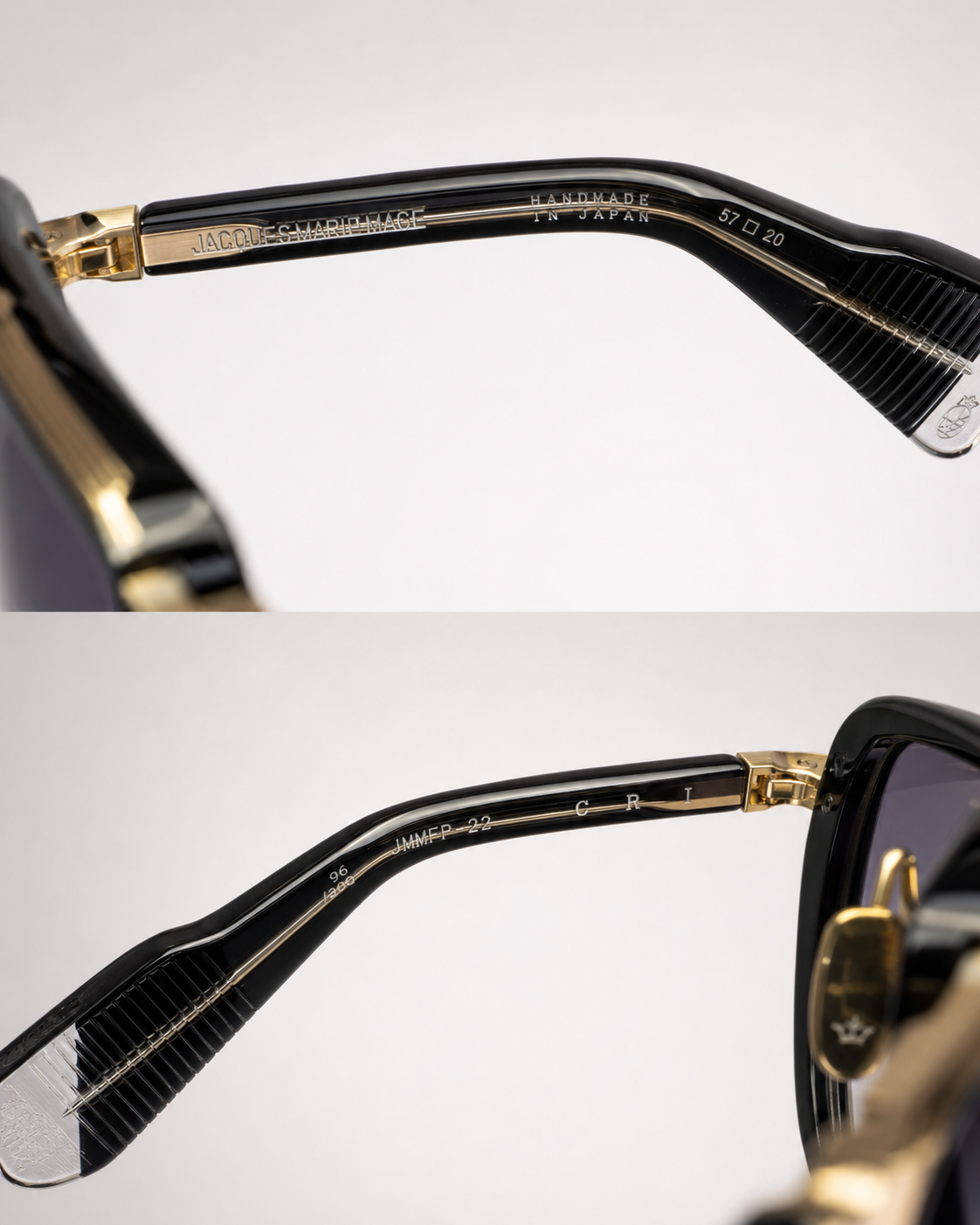 JMM Gold Black Double-Bridge Navigator Sunglasses