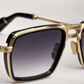 JMM Gold Black Double-Bridge Navigator Sunglasses